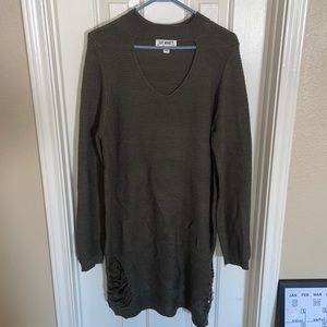 Olive green sweater dress